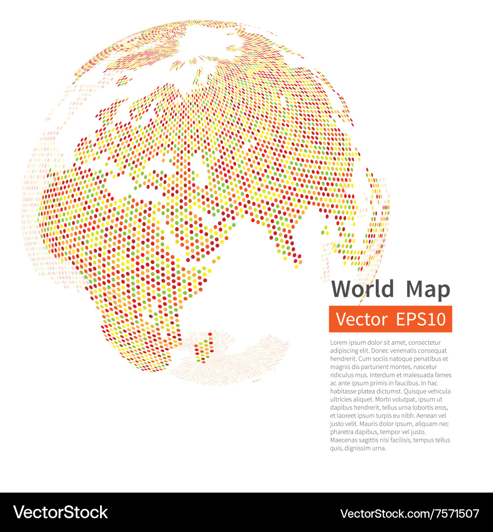 Dotted world map background earth globe Royalty Free Vector