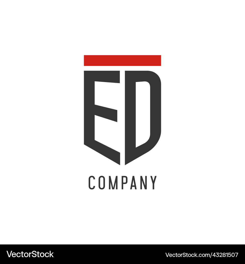 Ed initial esport logo with simple shield design Vector Image