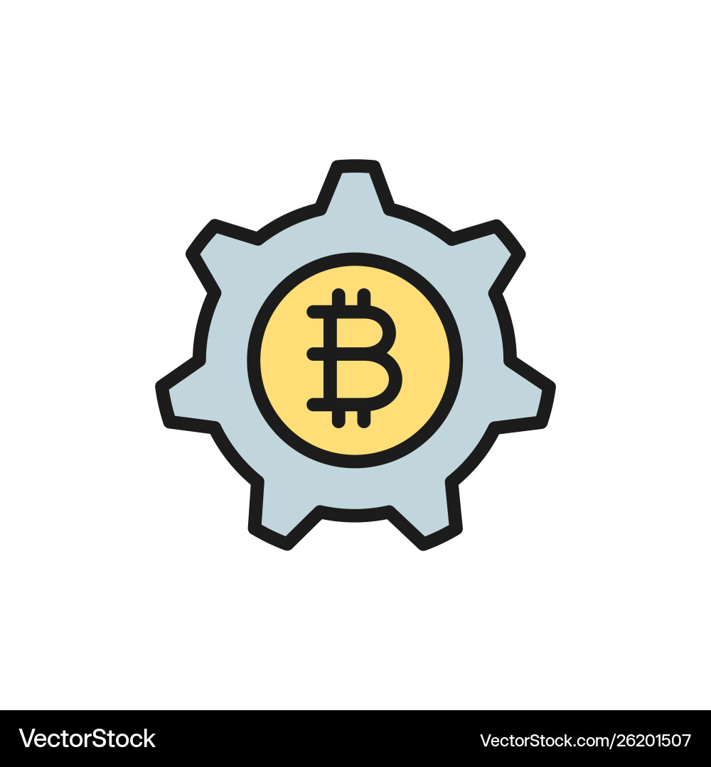 Gear wheel with bitcoin blockchain Gear wheel with bitcoin blockchain vector image