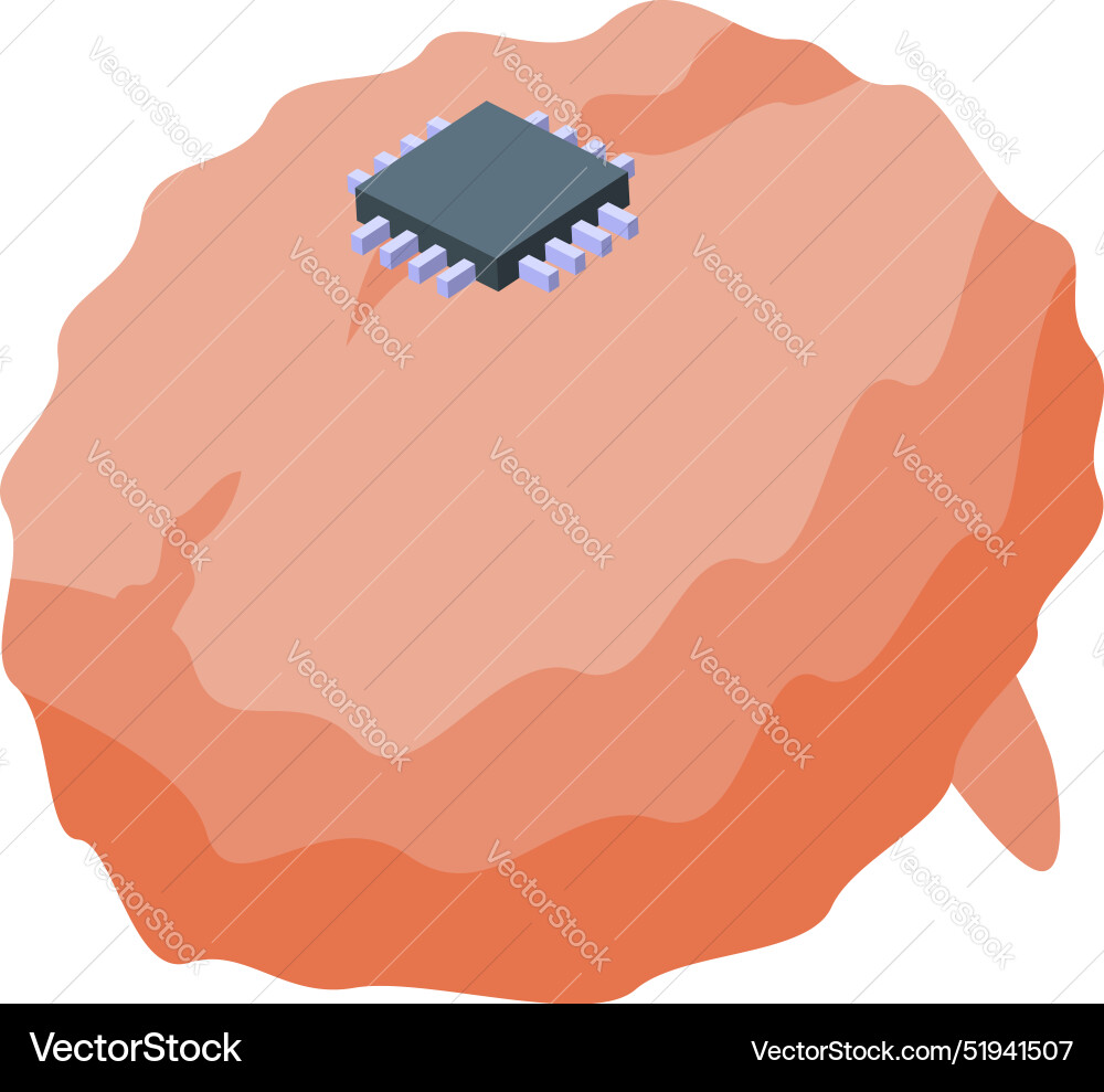 Human brain with microchip replacing part Human brain with microchip replacing part vector image