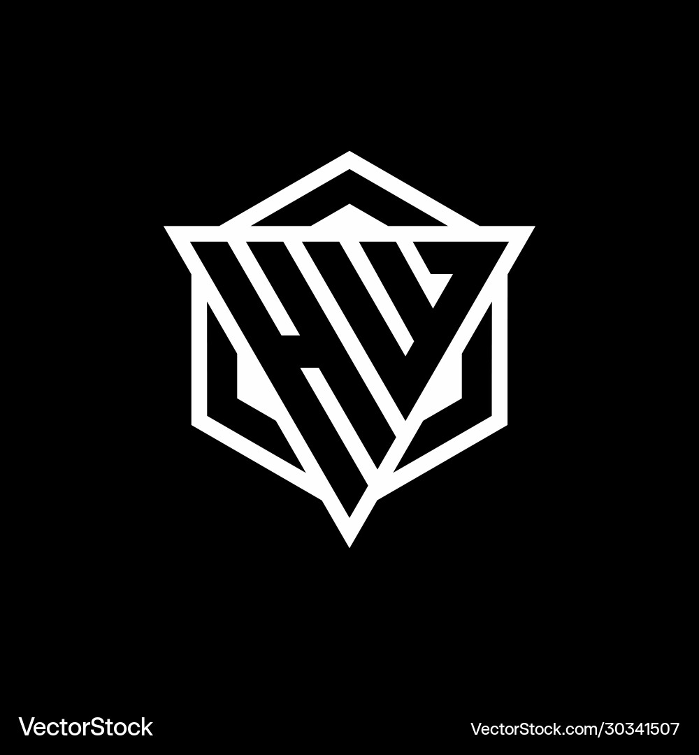 Hw logo monogram with triangle and hexagon shape Vector Image