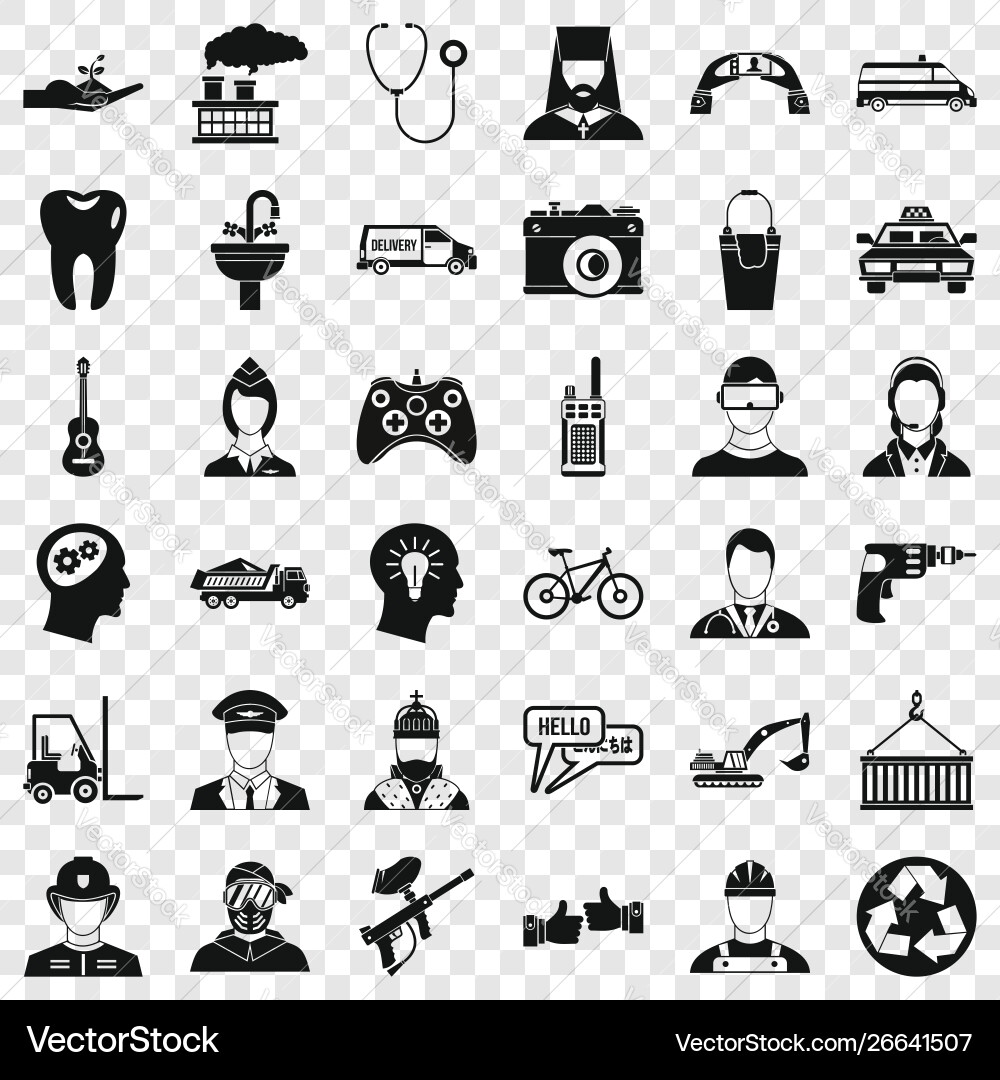 Joystick icons set simple style Joystick icons set simple style vector image