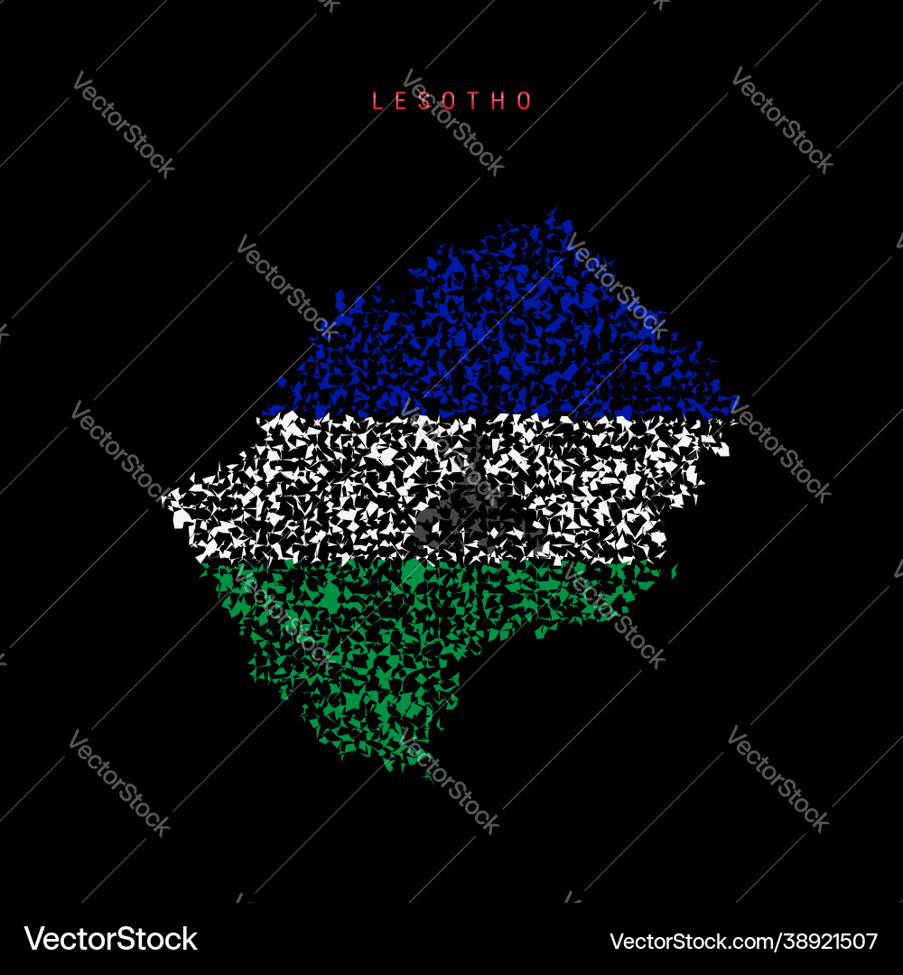 Lesotho flag map chaotic particles pattern Vector Image