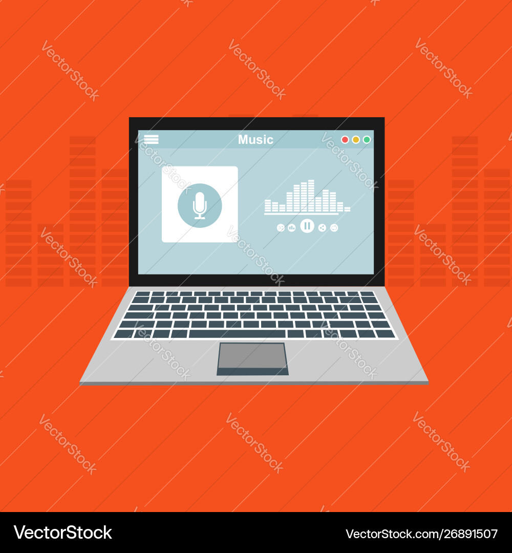 Media player application app template with flat Vector Image