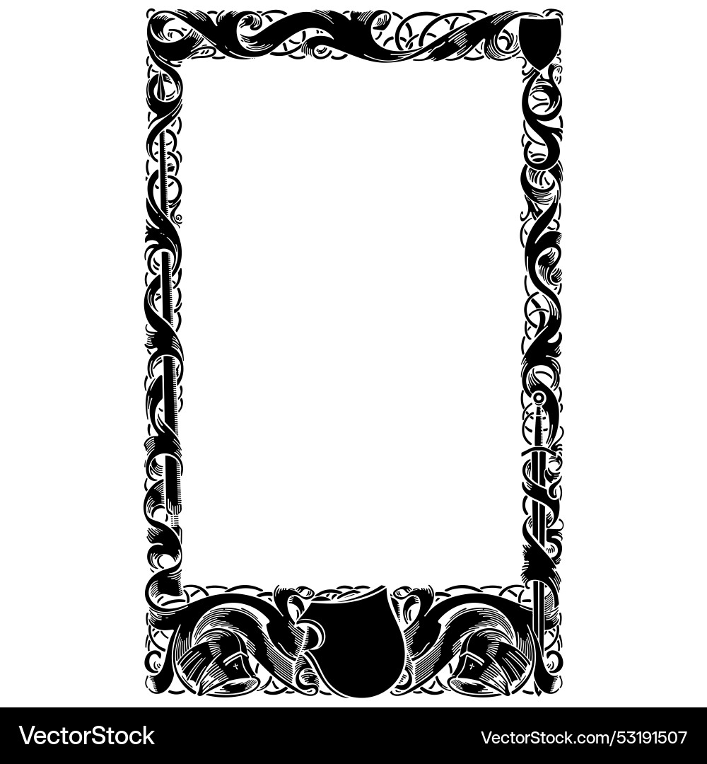 Medieval style design frame drawn in knightly Medieval style design frame drawn in knightly vector image