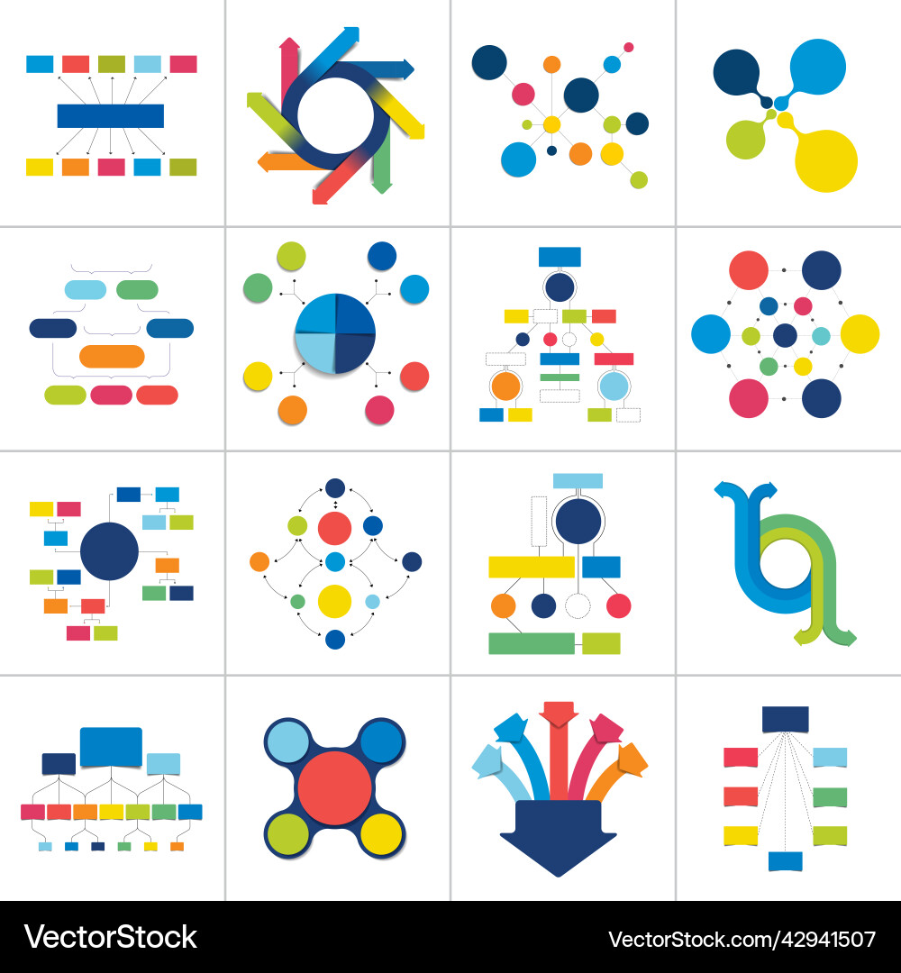 Mega set of various flowcharts schemes diagrams Vector Image