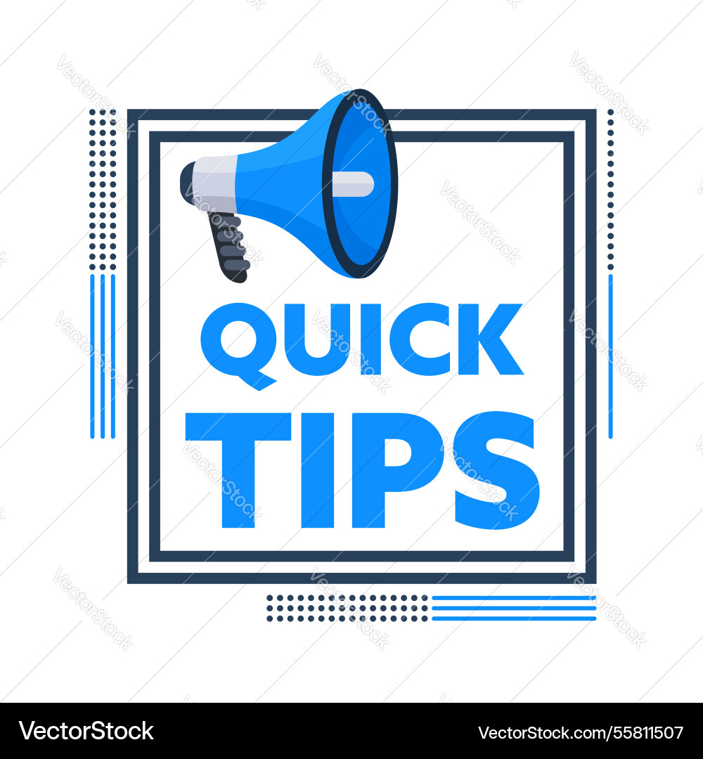Megaphone announcing quick tips inside a square Megaphone announcing quick tips inside a square vector image