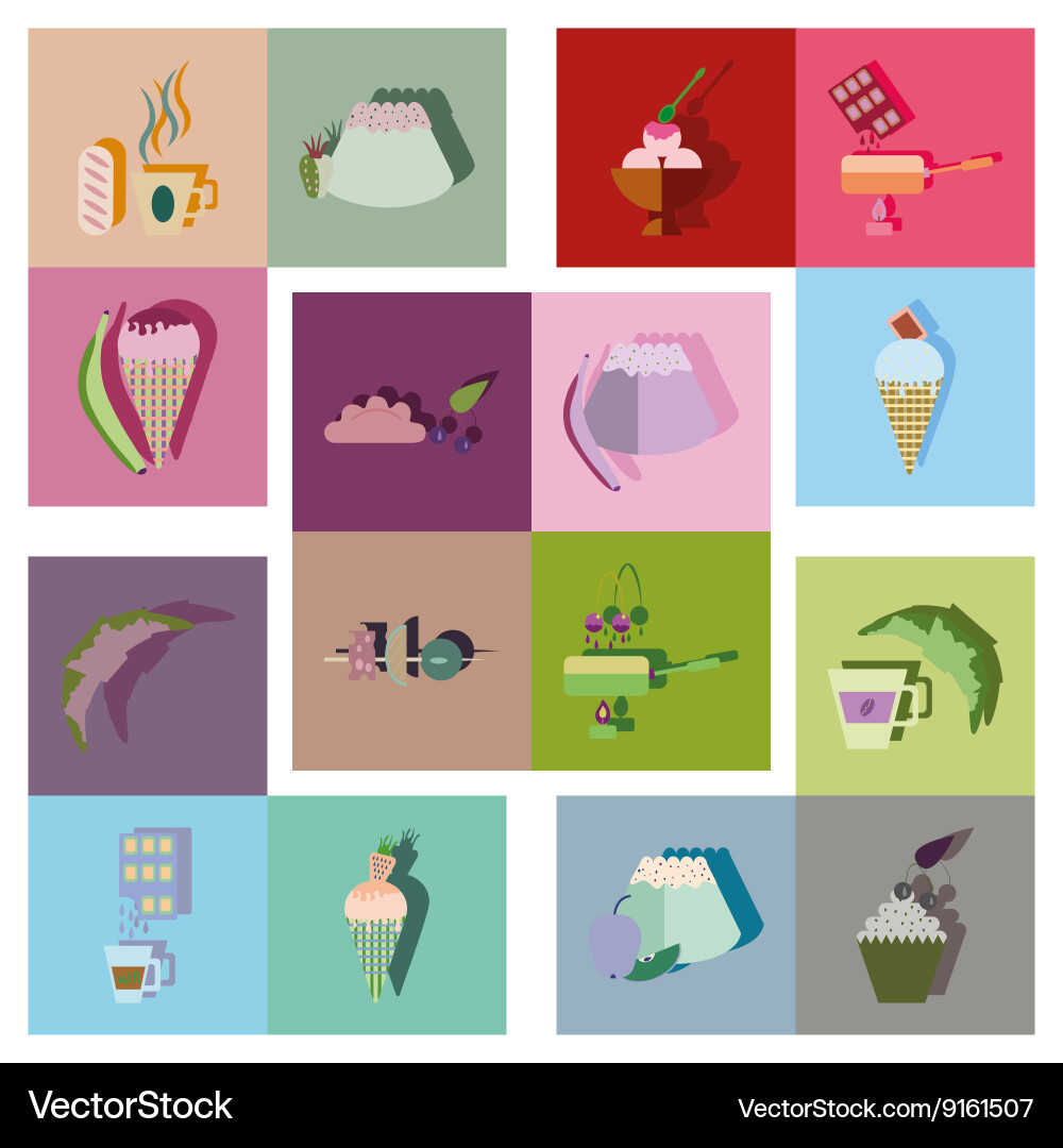 Modern flat icons collection with shadow vector image