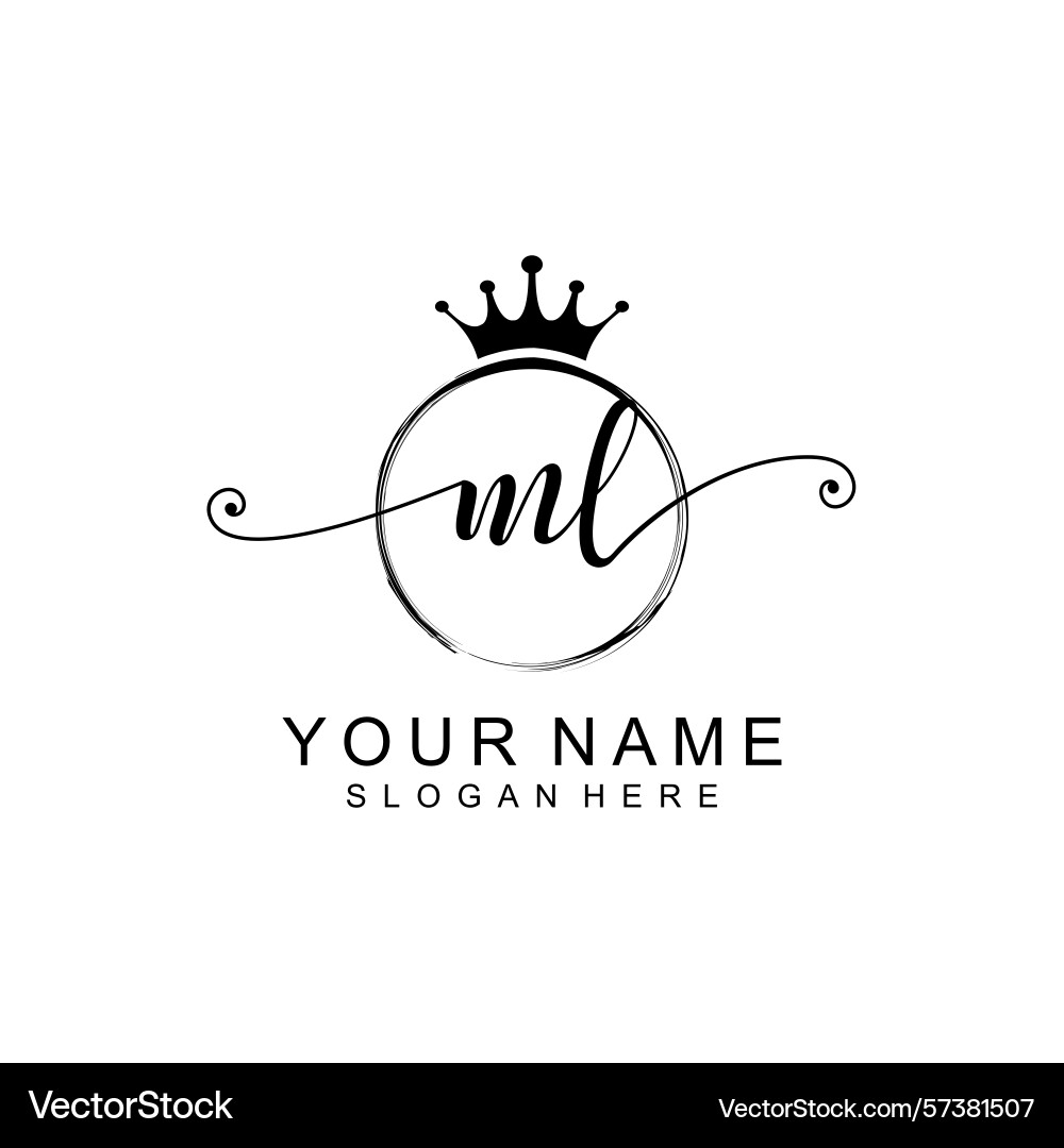 Modern handwritten ml initial logo collection Vector Image