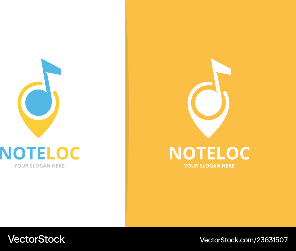 Note and map pointer logo combination vector image