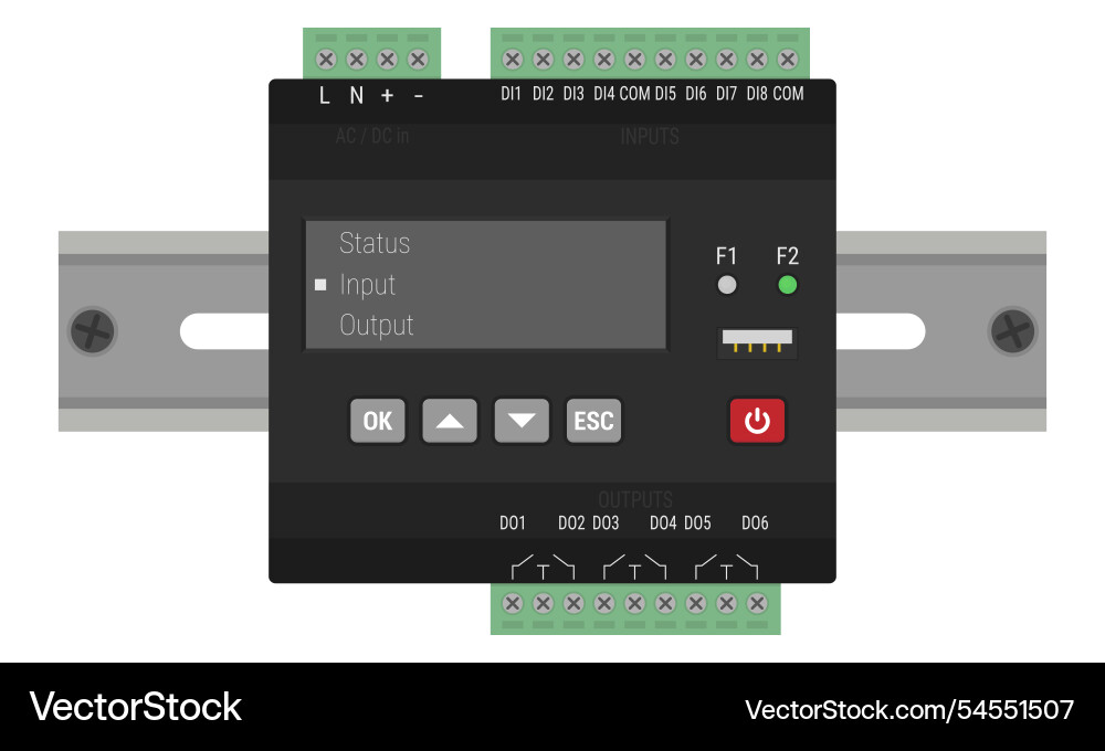 Programmable logic controller on a din rail vector image