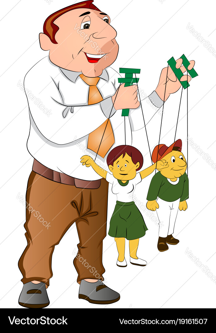 Puppeteer with Puppets vector image