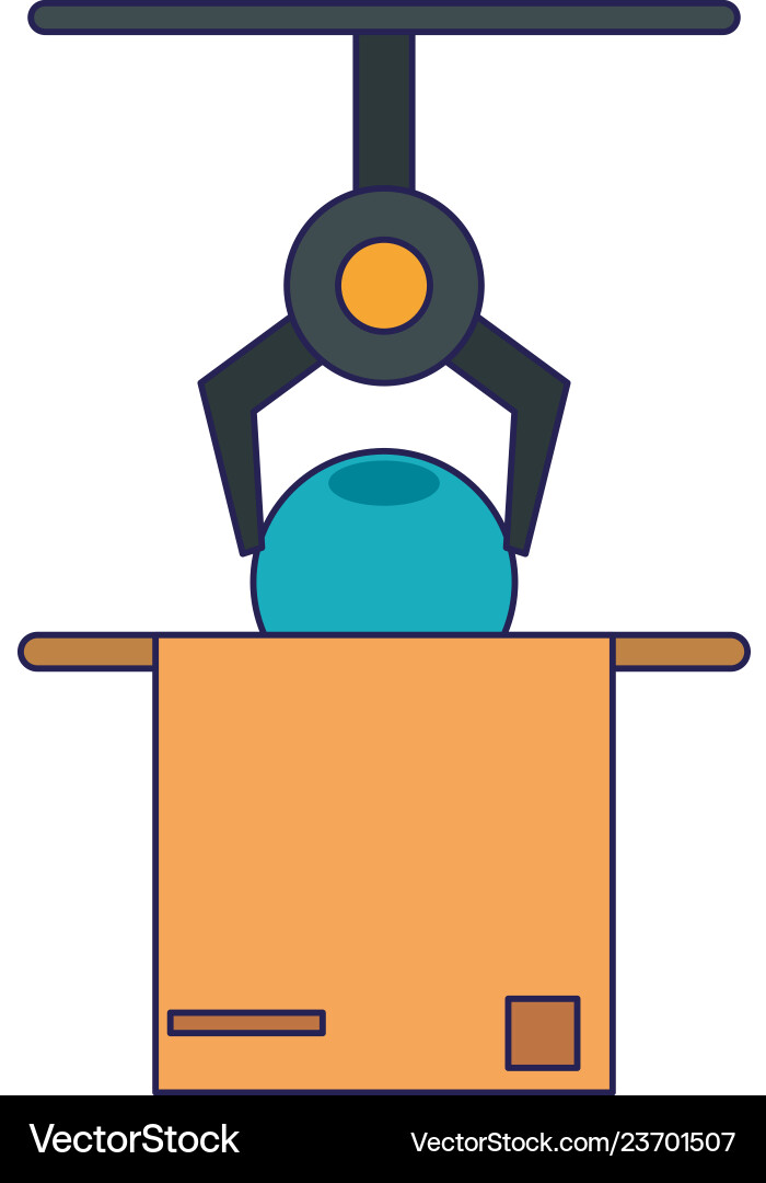 Robot arm with product in box Vector Image
