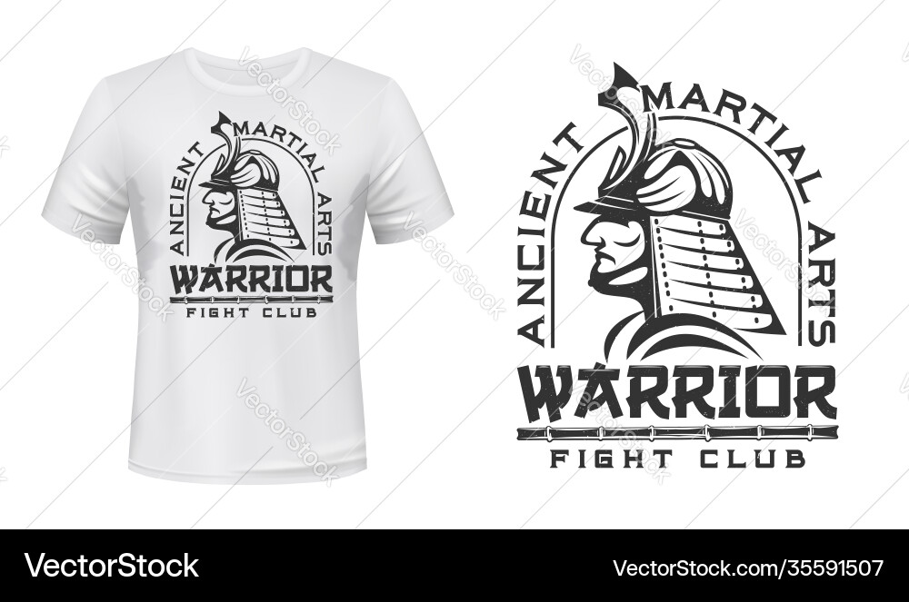 Samurai Fight Club T-Shirt Print Vector Image