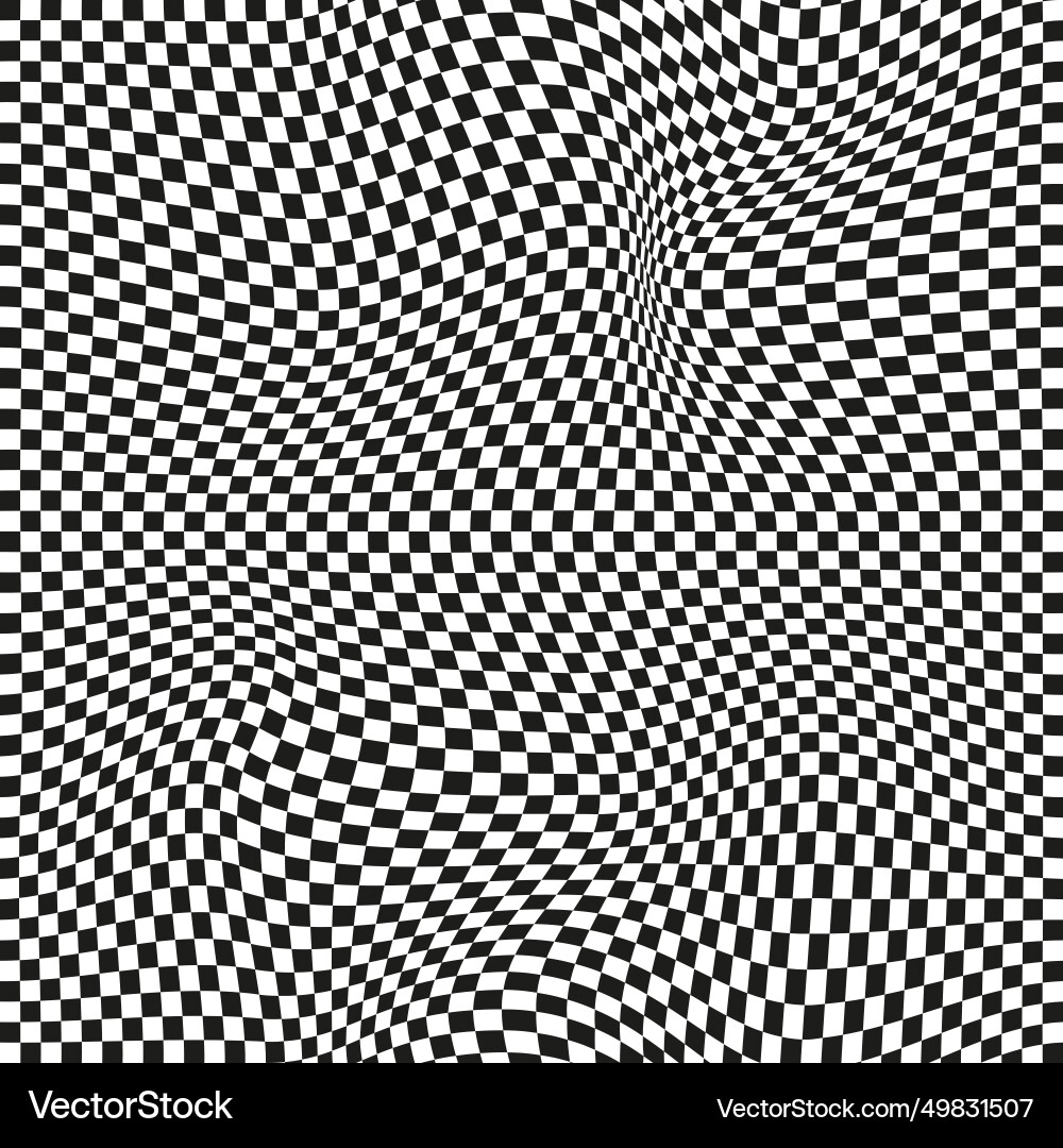 Seamless checkered pattern distorted optical vector image