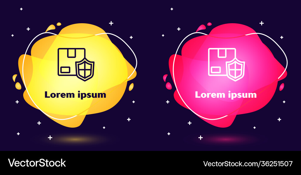 Set line delivery security with shield icon Set line delivery security with shield icon vector image