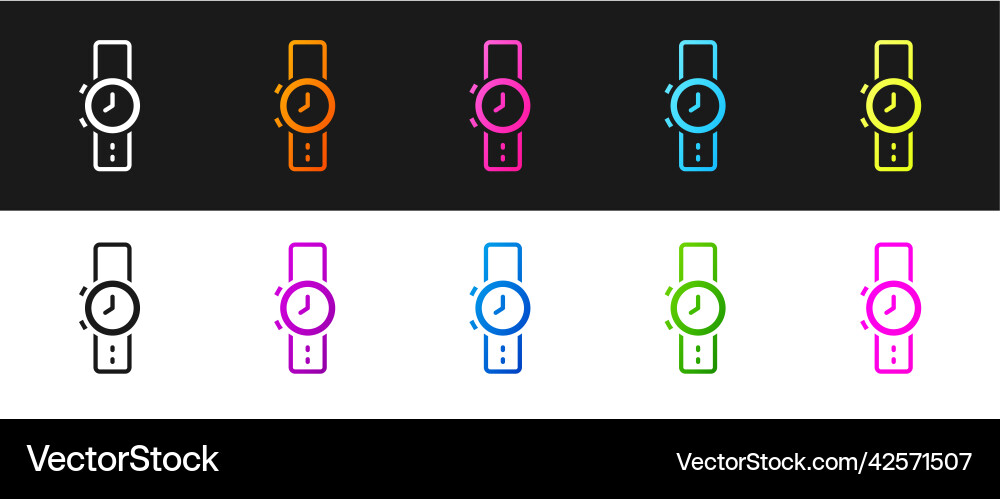 Set wrist watch icon isolated on black and white Set wrist watch icon isolated on black and white vector image