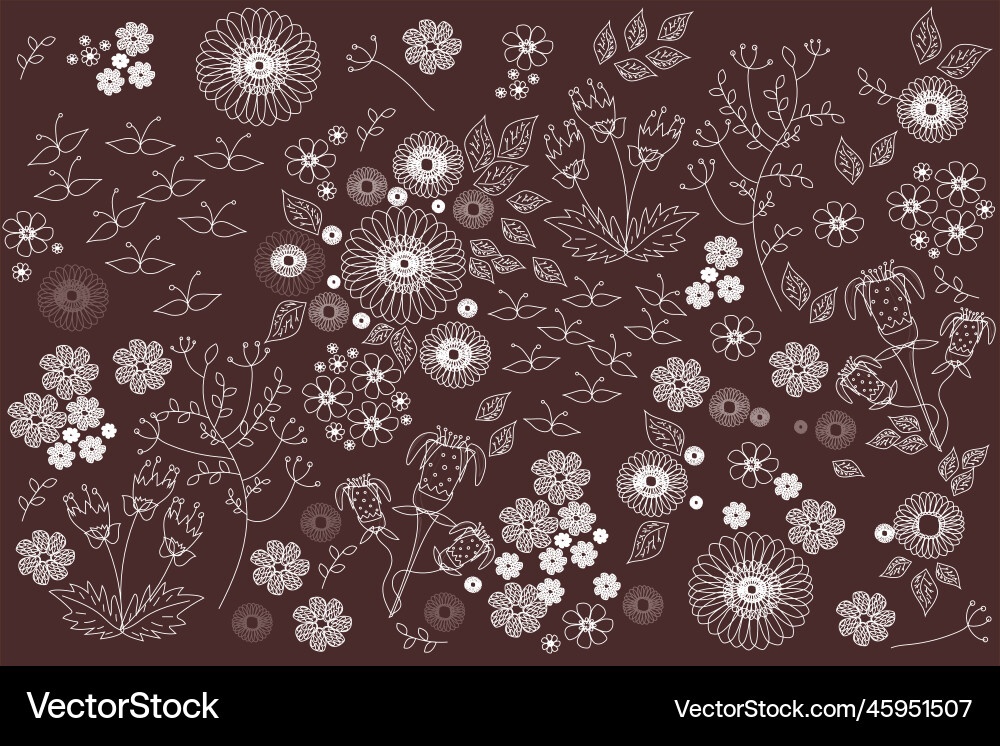 Spring pattern with different flowers and leaves Vector Image