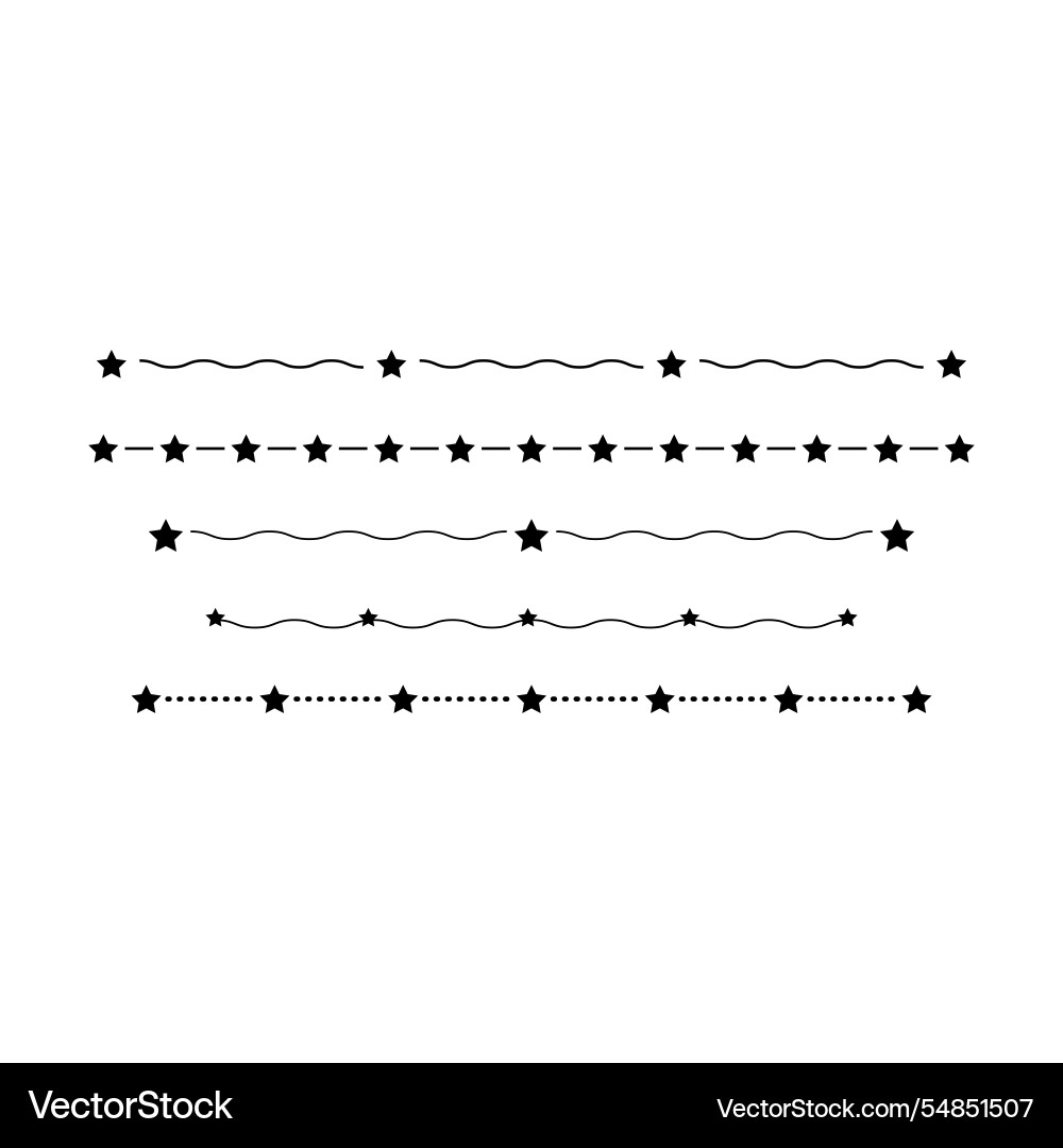 Star divider border frame horizontal line shape Star divider border frame horizontal line shape vector image