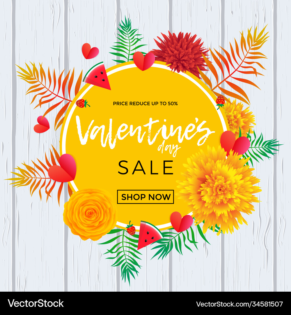 Valentine day sale poster design template hearts Valentine day sale poster design template hearts vector image