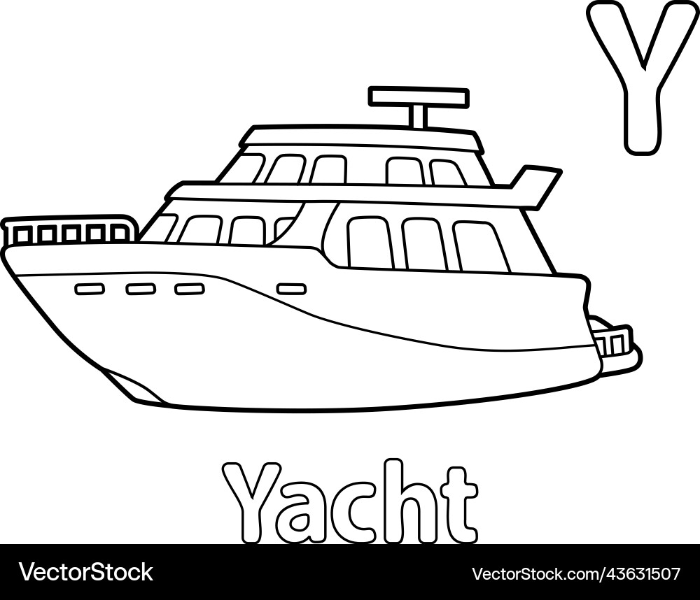 Yacht alphabet abc coloring page y Yacht alphabet abc coloring page y vector image
