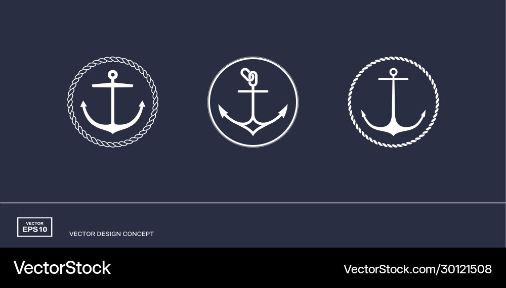 Anchor emblems with circular frame Vector Image
