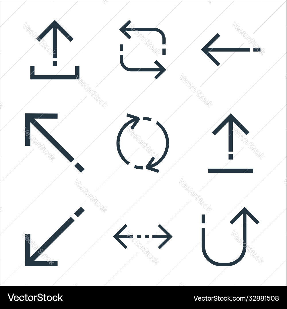 Arrows line icons linear set quality Arrows line icons linear set quality Vector Image