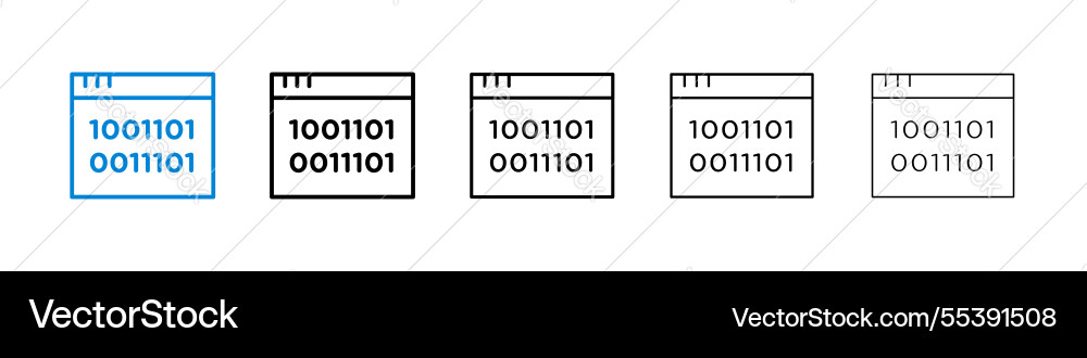 Binary code icons in five different stroke sizes Binary code icons in five different stroke sizes vector image
