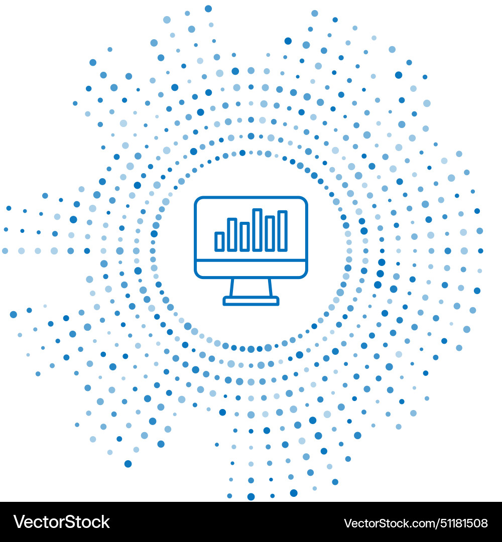Blue line computer monitor with graph chart icon Blue line computer monitor with graph chart icon vector image