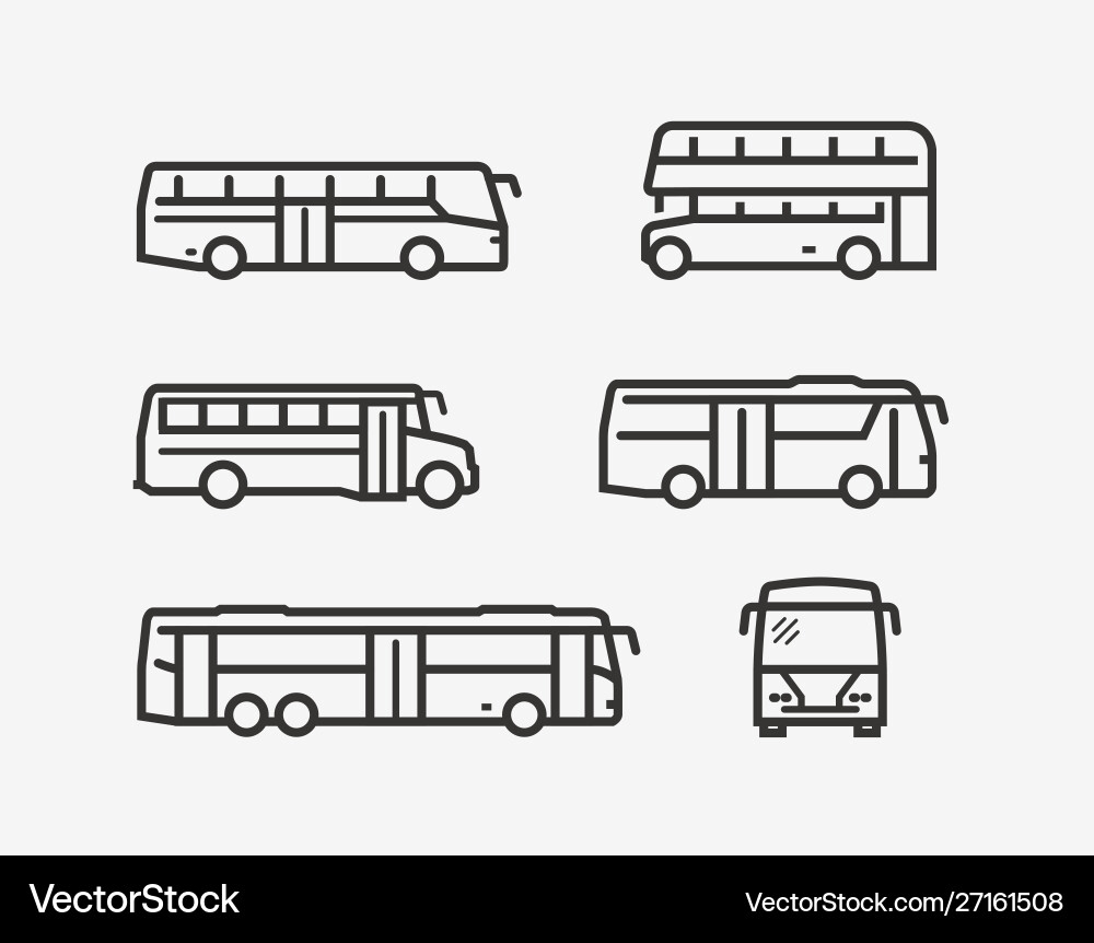 Bus Icon Set - Linear Style vector image