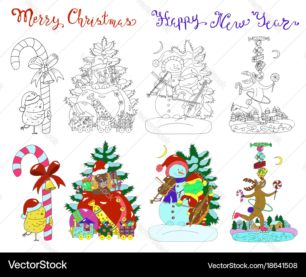Christmas & New Year Icons vector image