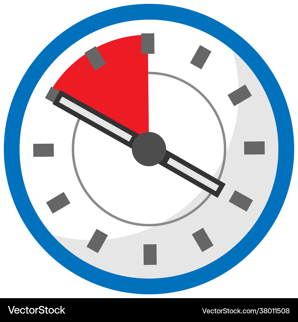 Clock with red area time remaining until end Vector Image
