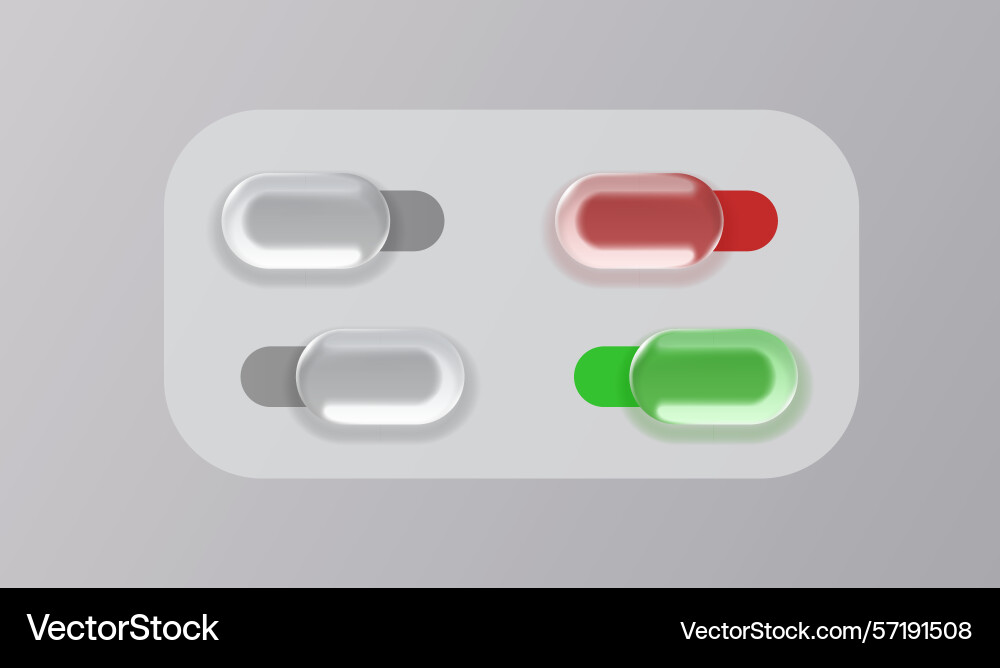 Color set on off switch button ui isolated white Color set on off switch button ui isolated white vector image