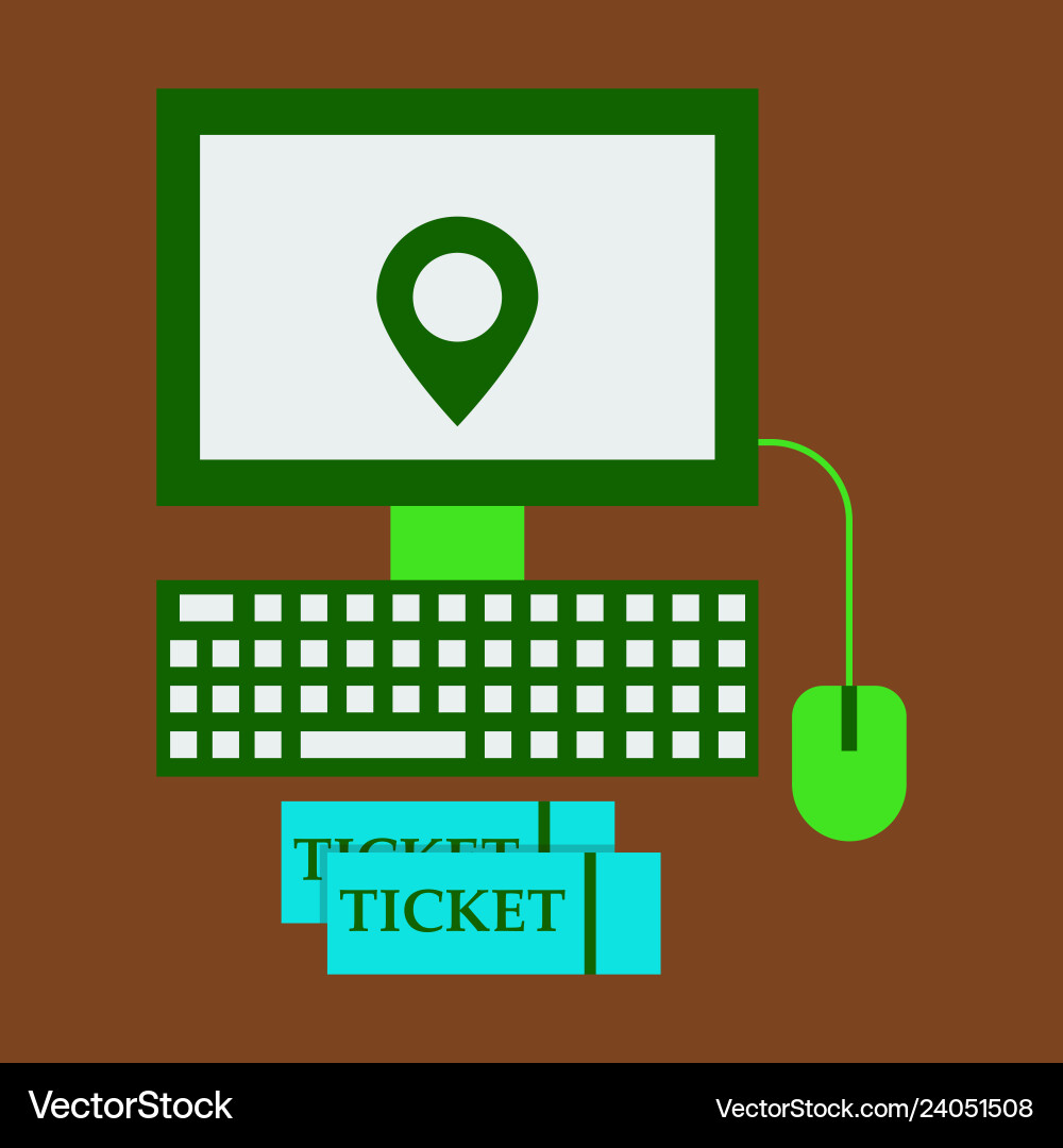 Hand pointing gps map incomputer with ticket vector image