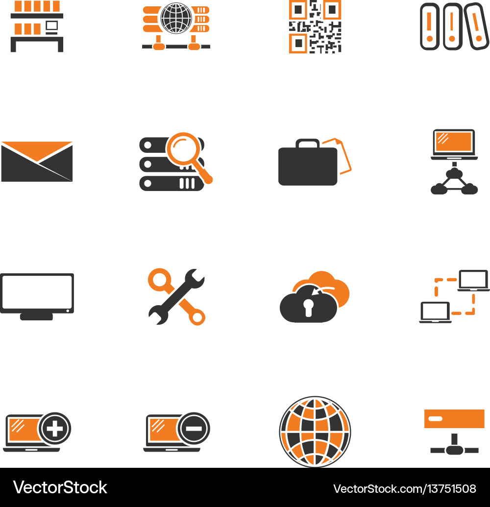 Internet server network icons set Vector Image