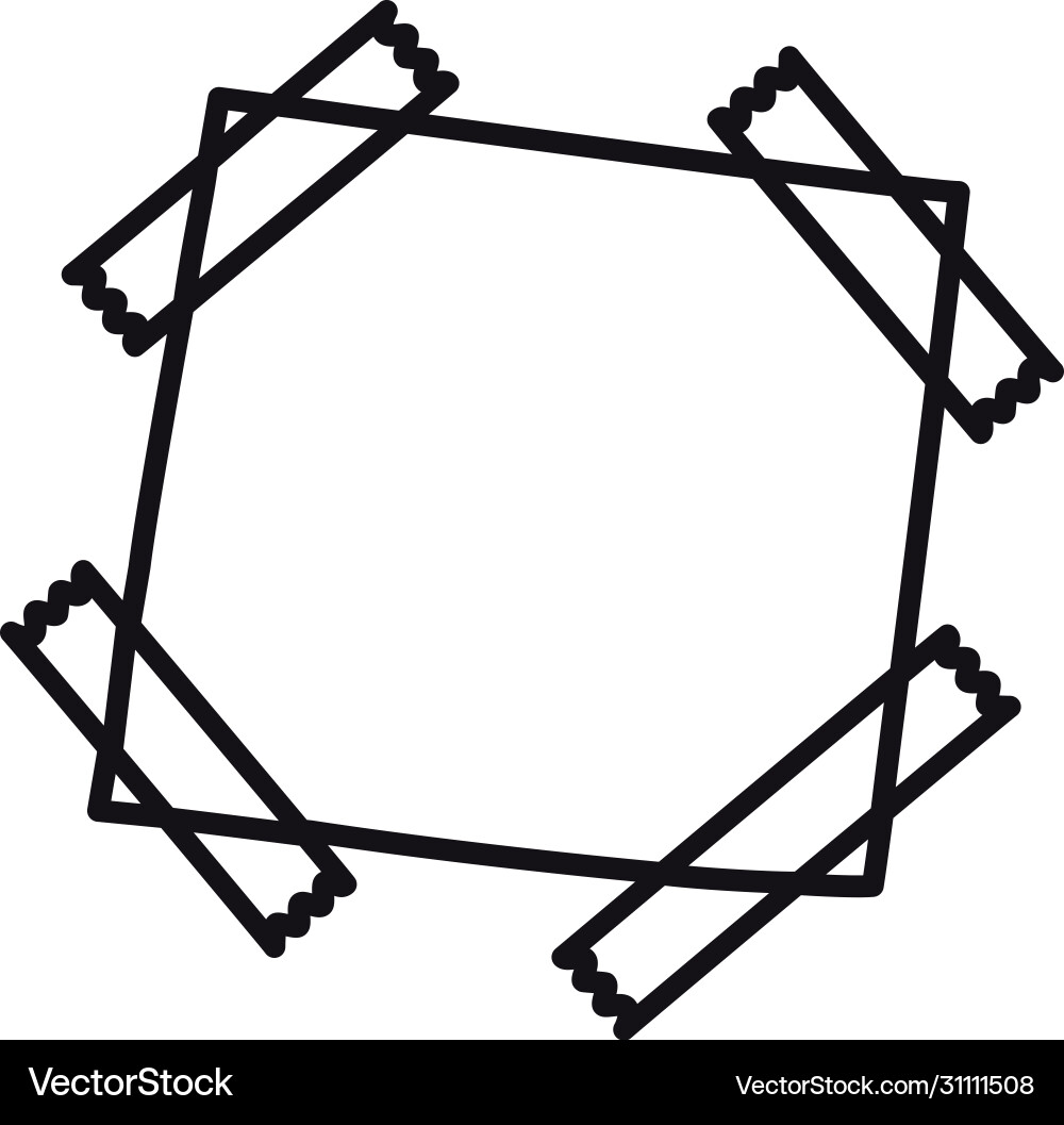 Note with tapes at corners line style Vector Image