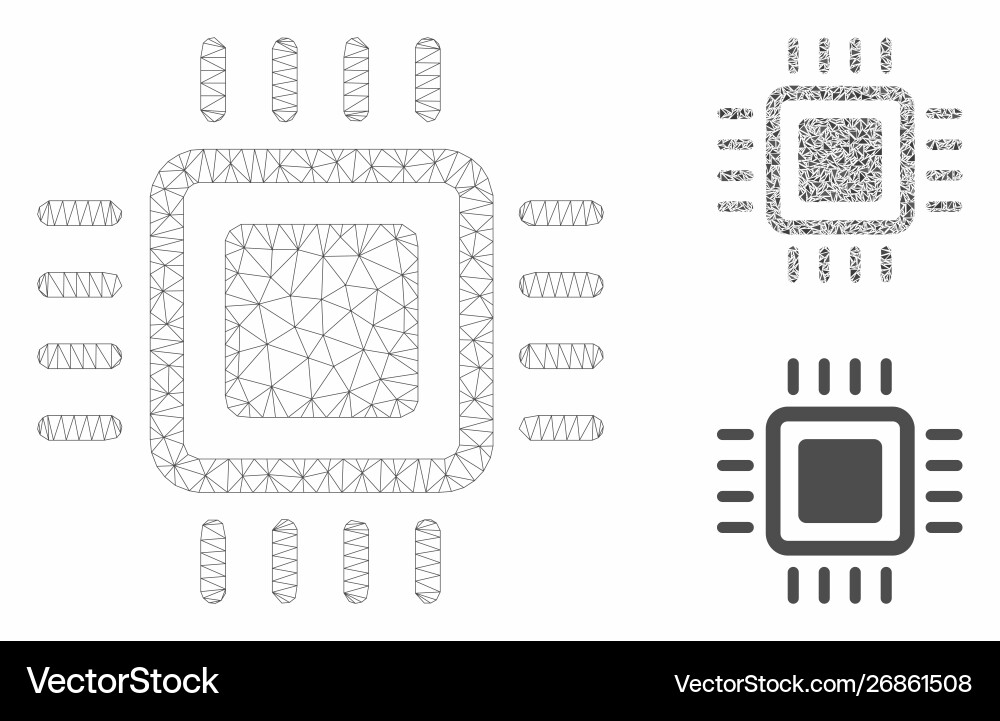 Processor mesh wire frame model Processor mesh wire frame model vector image