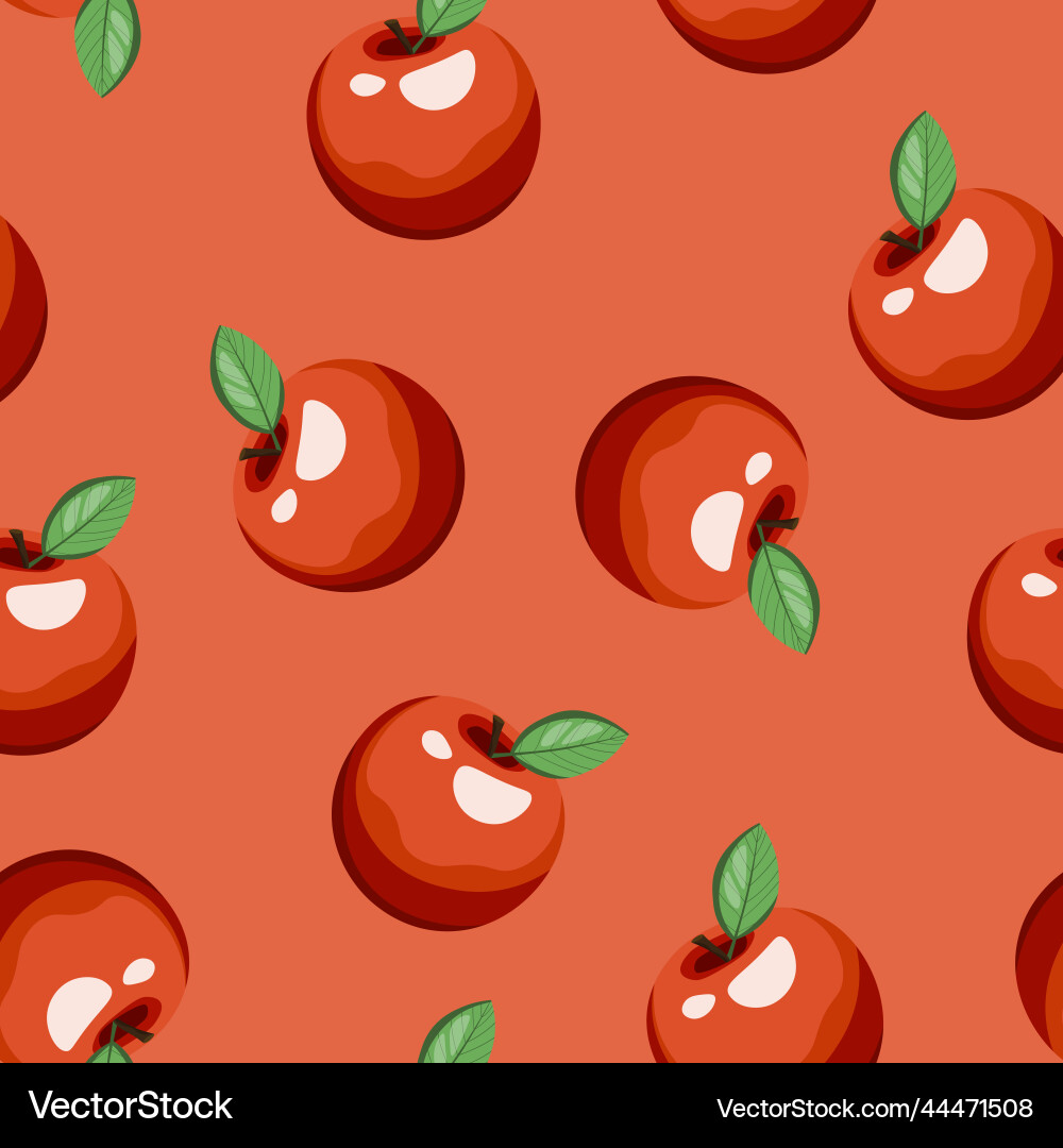Seamless pattern with apple on color background vector image