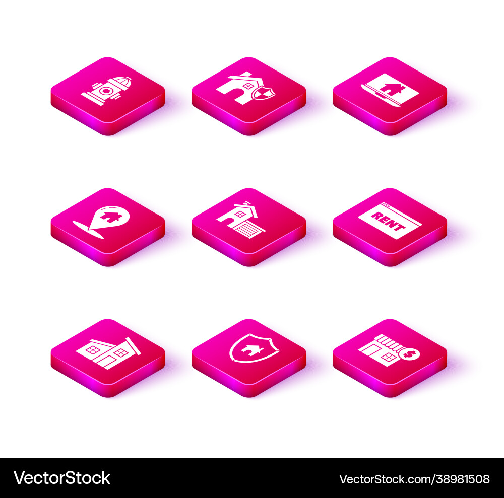 Set house with shield map pointer dollar Set house with shield map pointer dollar Vector Image