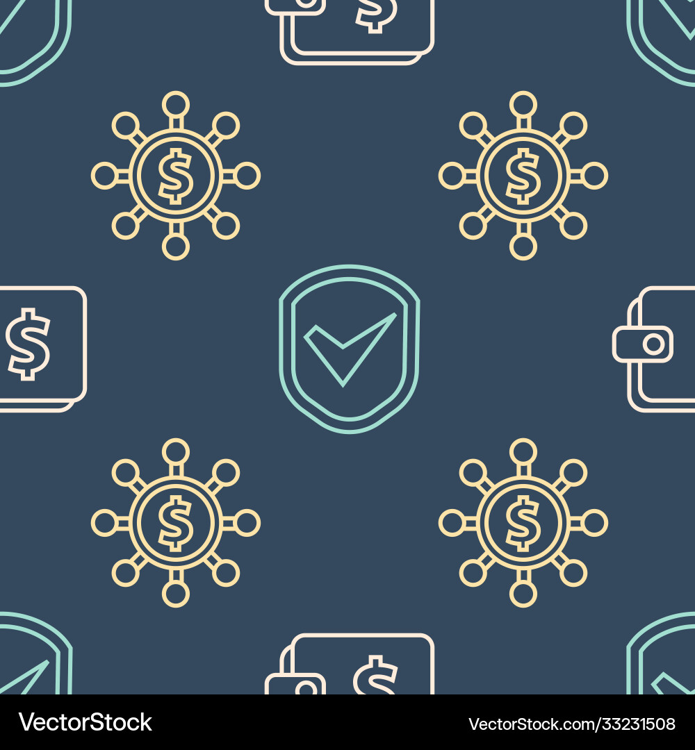 Set line wallet with dollar share Set line wallet with dollar share vector image