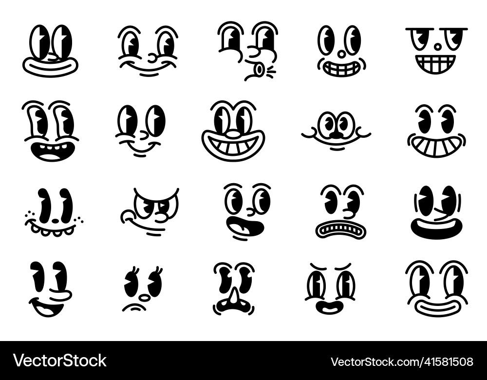 Set of retro cartoon mascot characters Set of retro cartoon mascot characters vector image