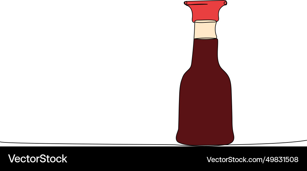 Soy sauce in a bottle sushi set one line art Soy sauce in a bottle sushi set one line art vector image