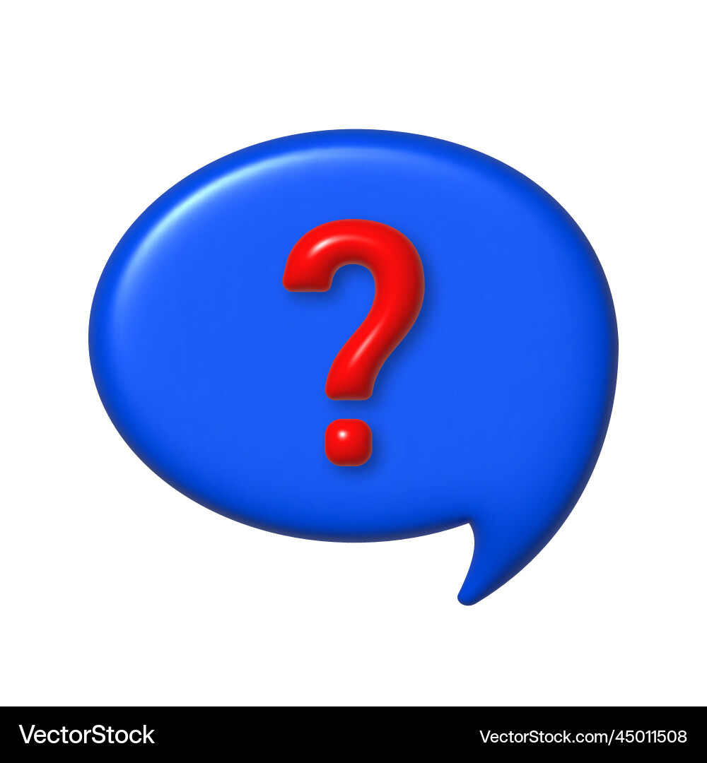Speech bubble 3d icon red question mark Speech bubble 3d icon red question mark vector image