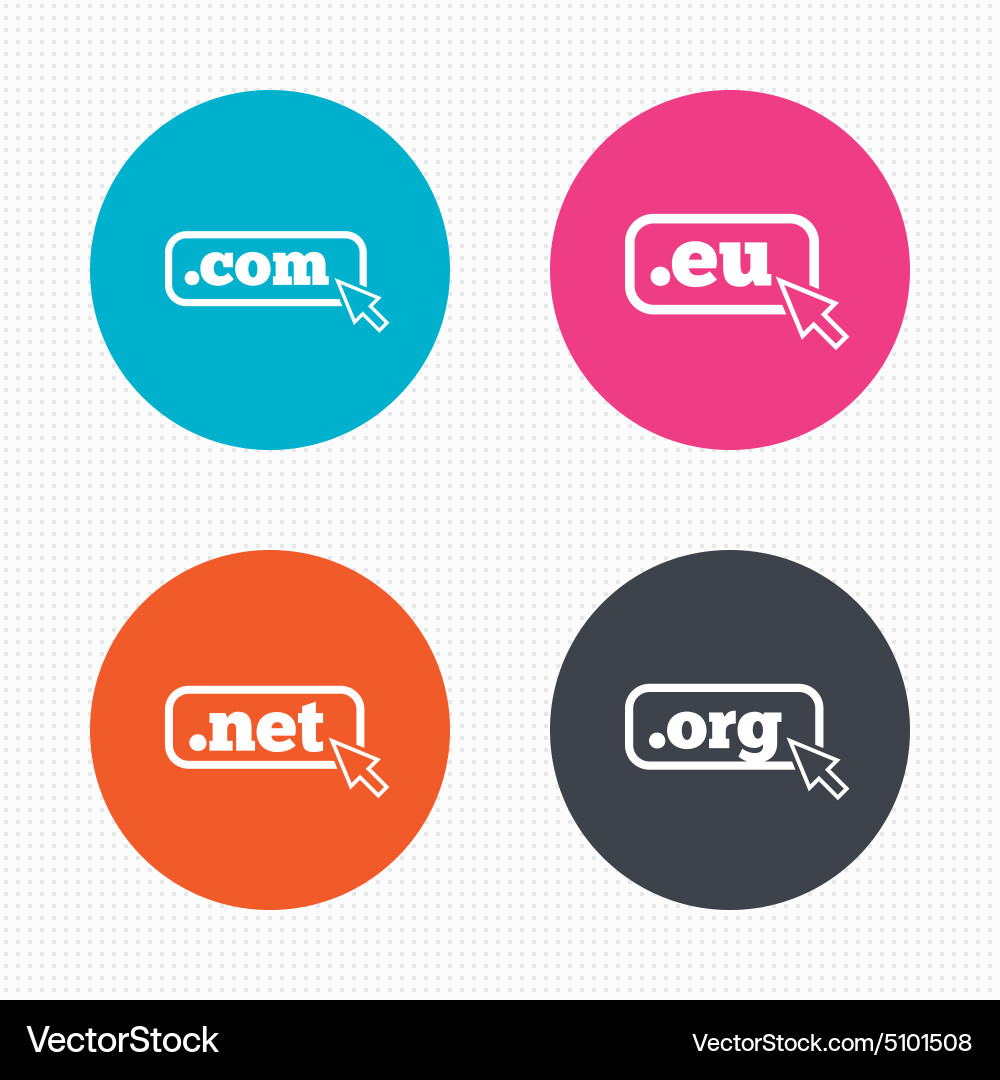 Top-level domains signs com eu net and org Vector Image