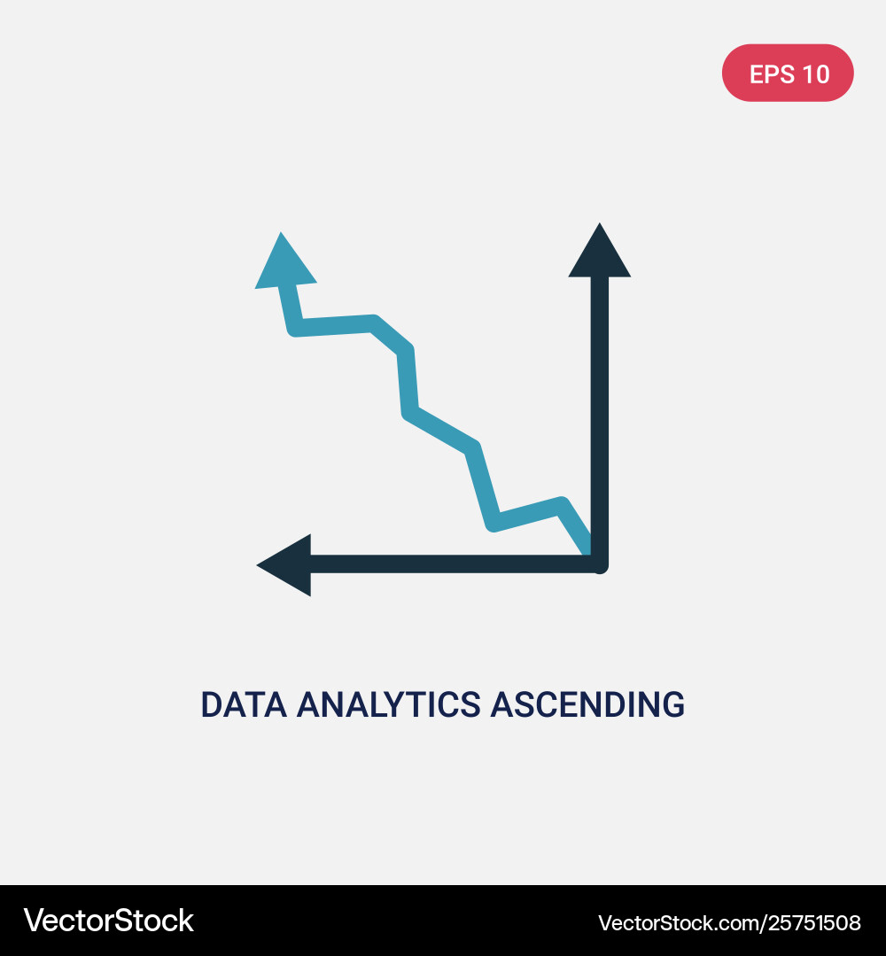 Two color data analytics ascending line chart Two color data analytics ascending line chart vector image