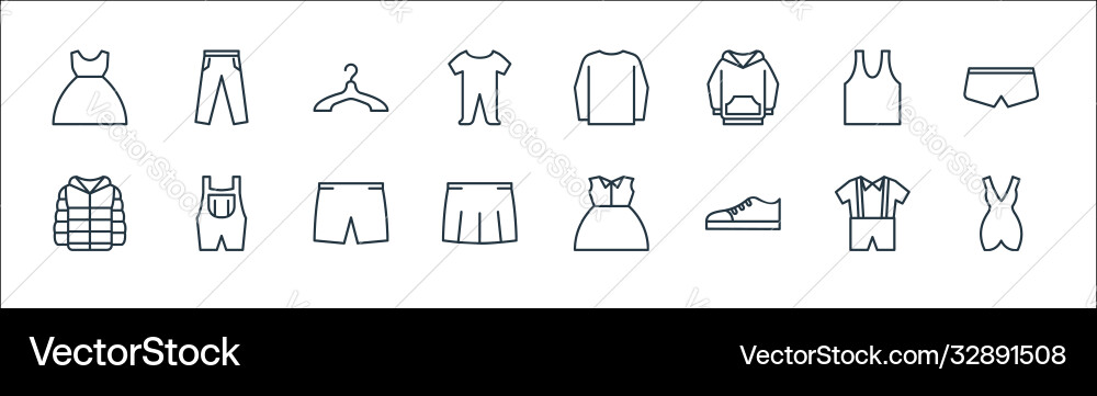 Wardrobe line icons linear set quality Wardrobe line icons linear set quality Vector Image