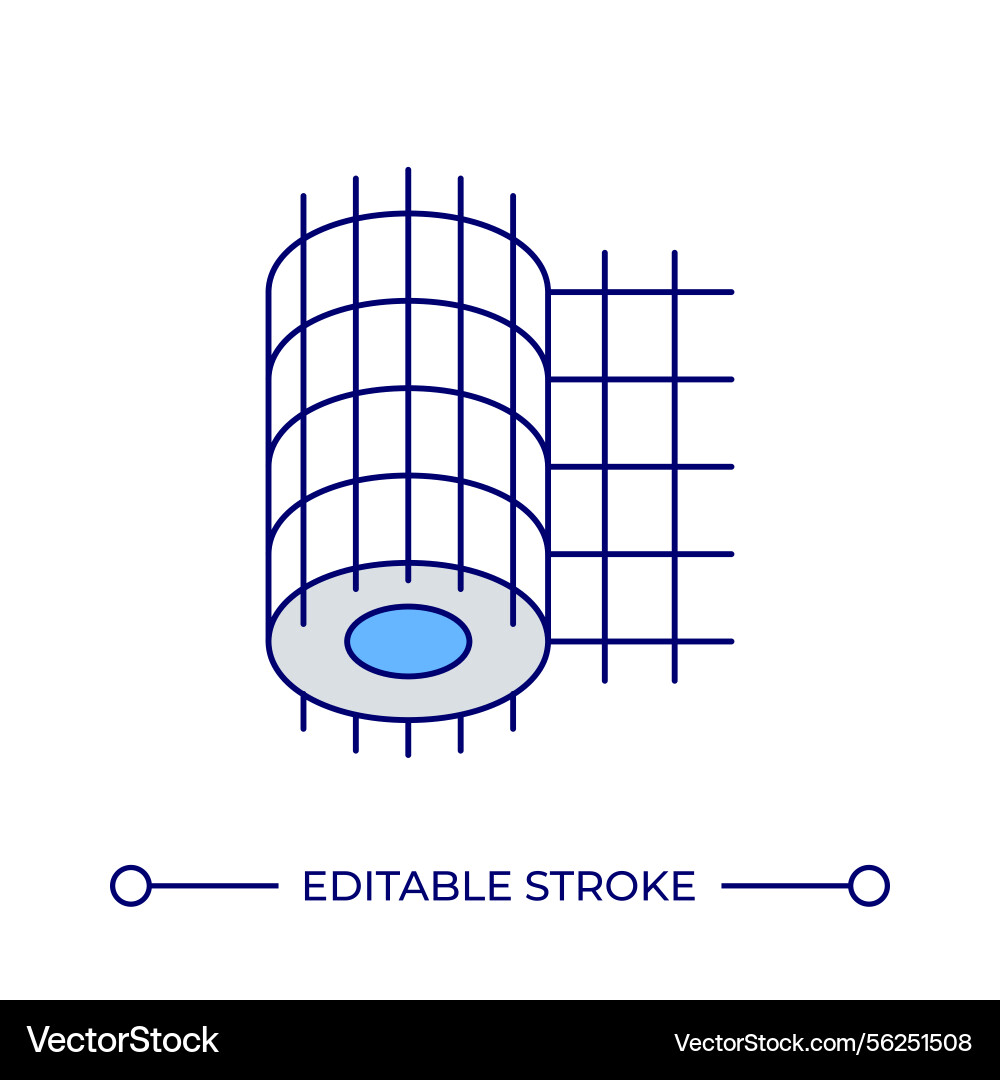 Wire mesh roll line color icon Vector Image