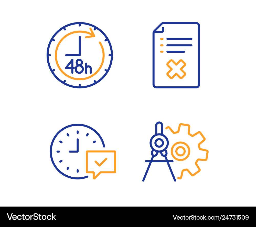 48 hours reject file and select alarm icons set 48 hours reject file and select alarm icons set vector image