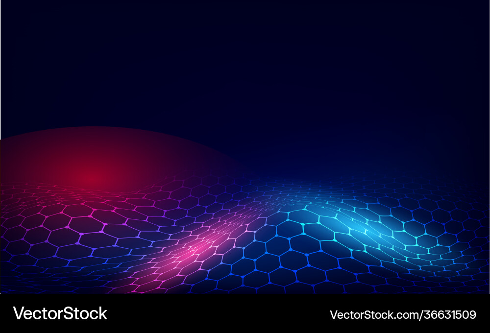Abstract hexagon pattern shiny background in blue vector image