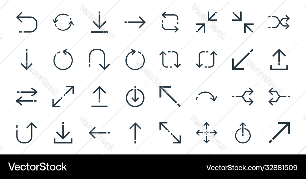 Arrows line icons linear set quality Arrows line icons linear set quality vector image